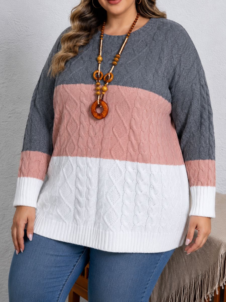 SUÉTER HOLGADO CON BLOQUES DE COLOR PLUS SIZE Sueter Plus Size 05 ZAPRINI 