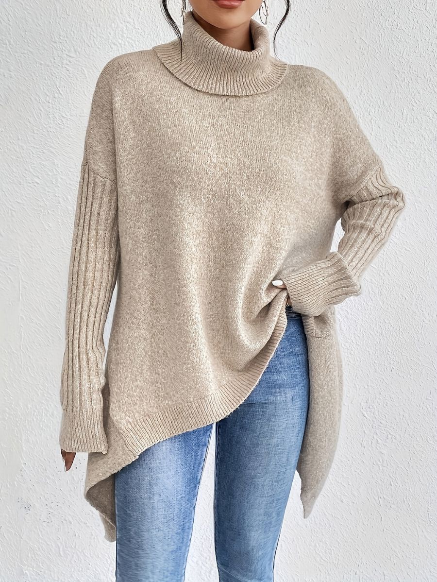 SUÉTER HOLGADO CON CUELLO ALTO Sueter 01 ZAPRINI Beige S 