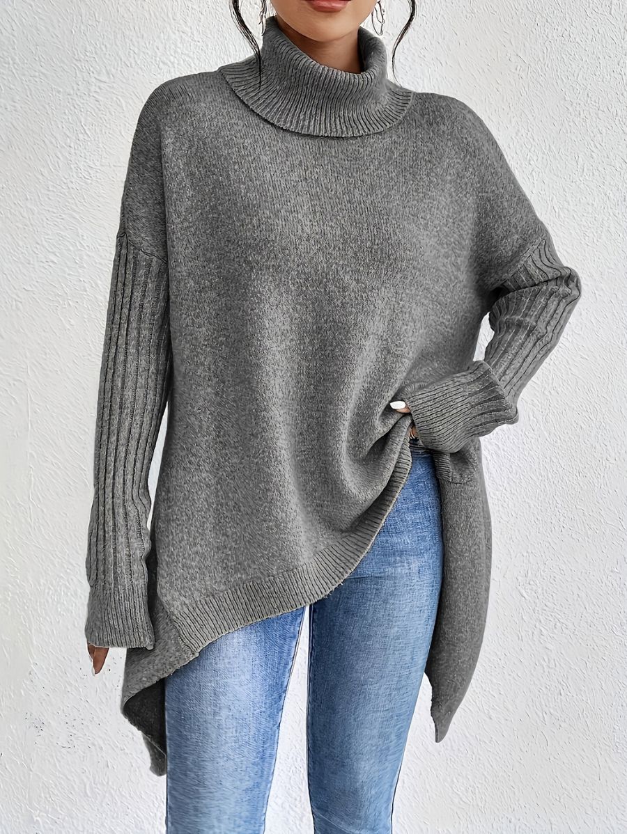 SUÉTER HOLGADO CON CUELLO ALTO Sueter 01 ZAPRINI Gris S 