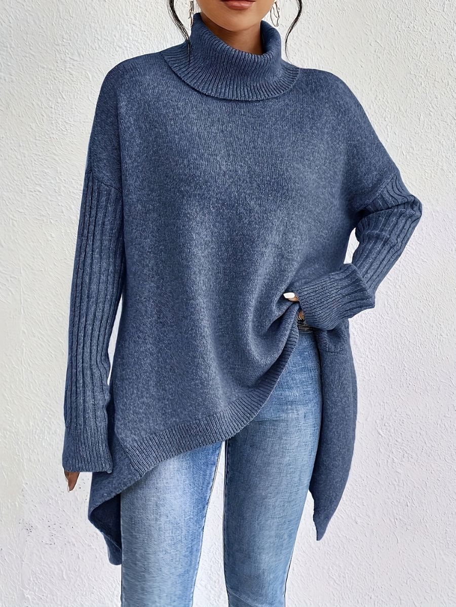 SUÉTER HOLGADO CON CUELLO ALTO Sueter 01 ZAPRINI Azul S 