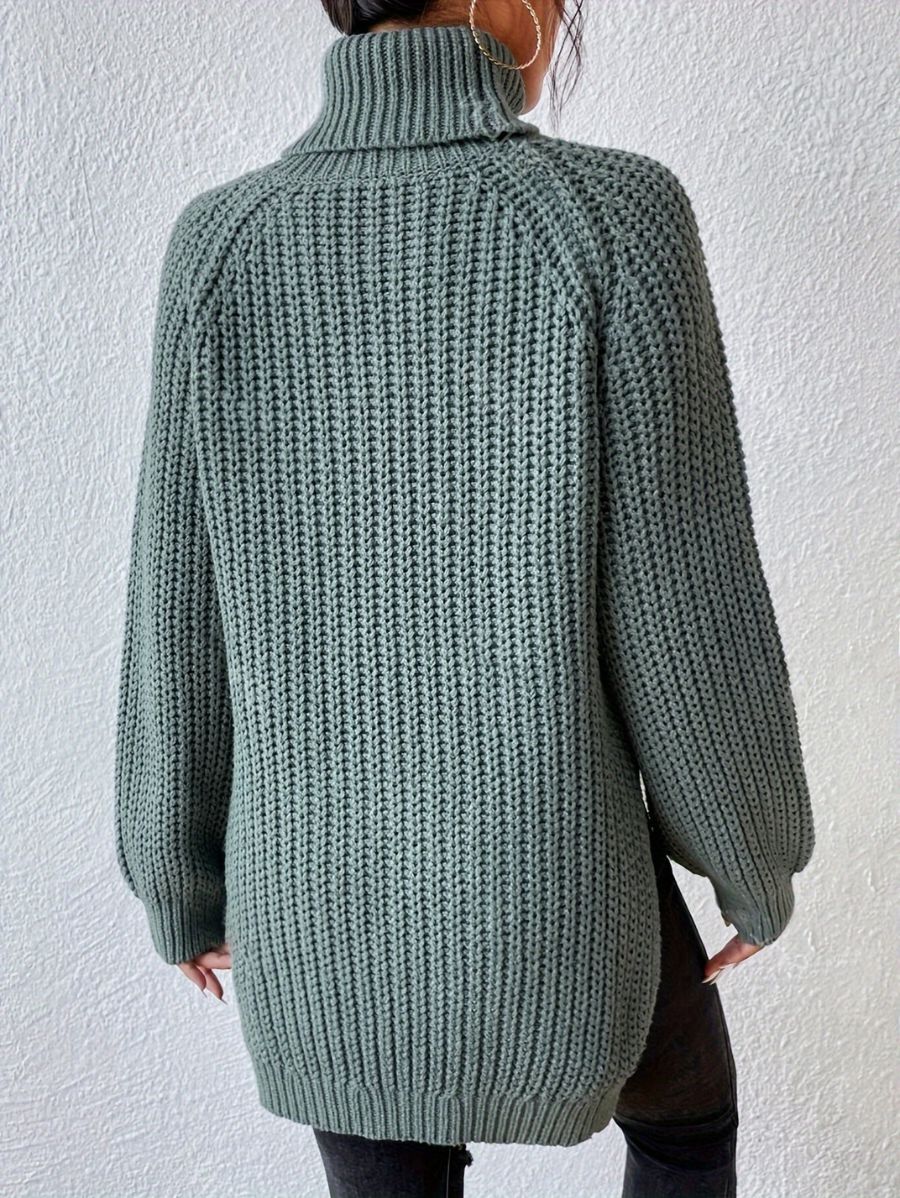 SUÉTER LARGO CON CUELLO ALTO Sueter 29 ZAPRINI Verde S 