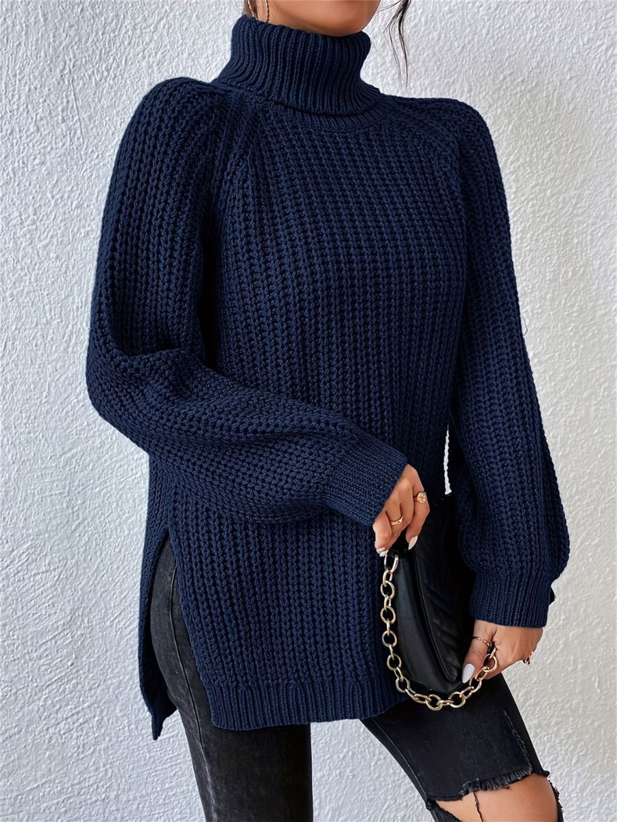 SUÉTER LARGO CON CUELLO ALTO Sueter 29 ZAPRINI Azul S 