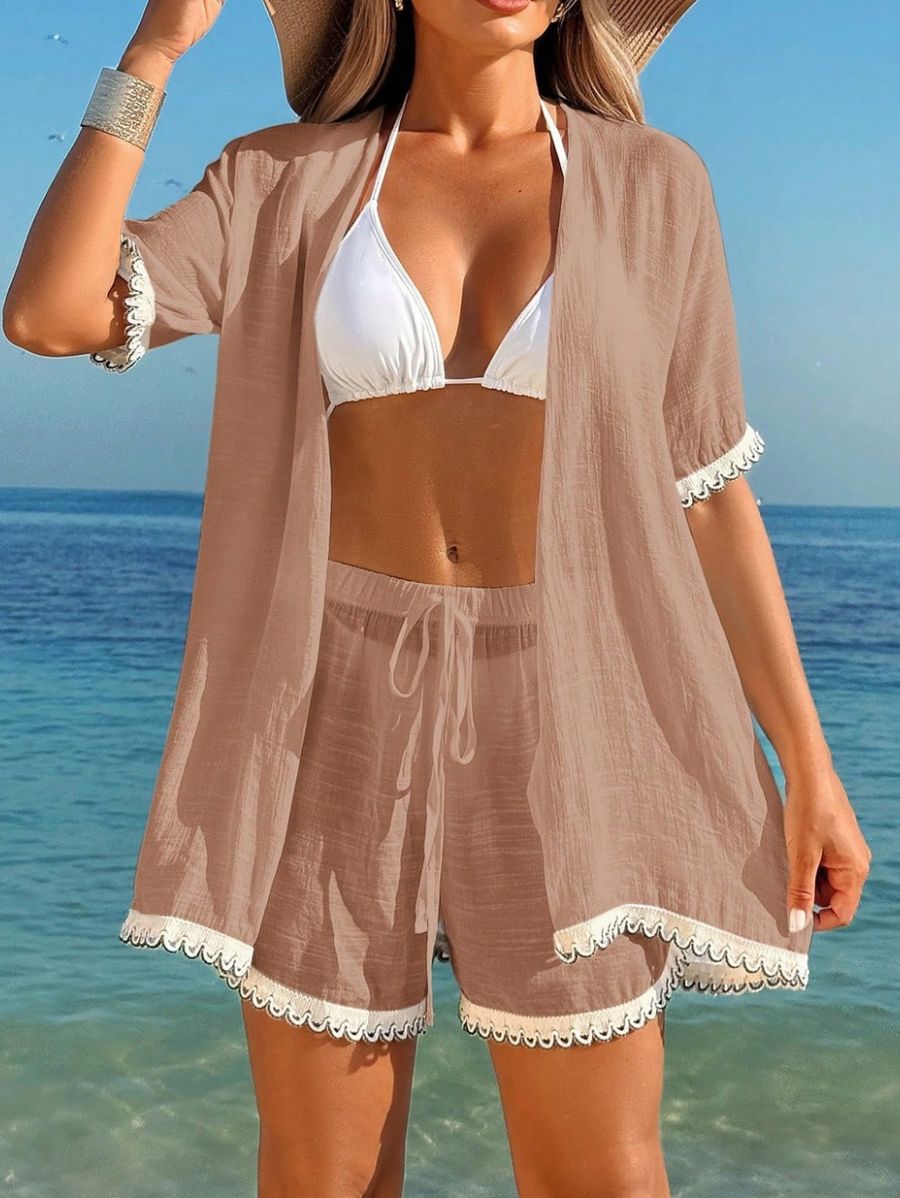 Salida De Playa 2 Piezas Con Encaje Salida De Playa 09 ZAPRINI Beige S 
