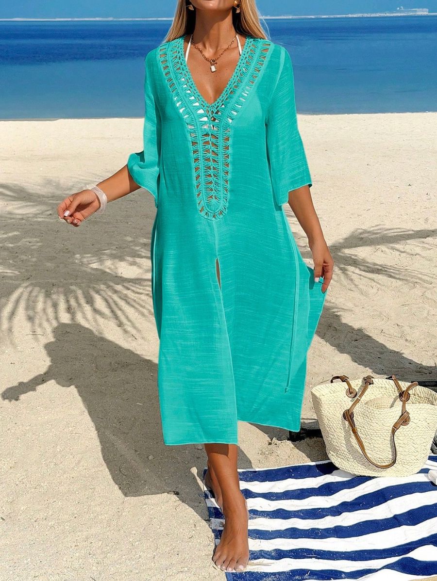 Salida De Playa Con Ajuste En Cintura y Calado Salida De Playa 07 ZAPRINI Verde S 