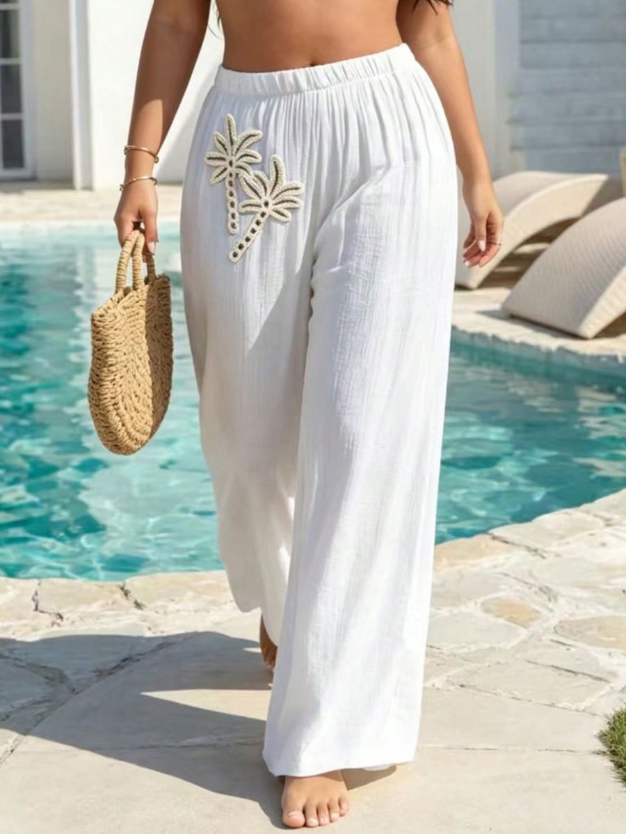 Salida De Playa Con Bordado De Palmeras Plus Size Salida De Playa Plus Size 01 ZAPRINI 
