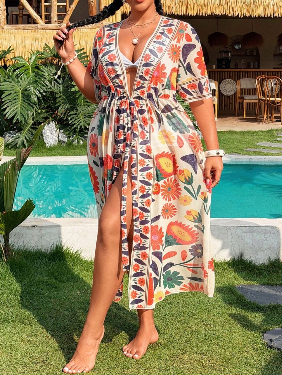 Salida De Playa Larga Estampada Plus Size Salida De Playa Plus Size 08 ZAPRINI 