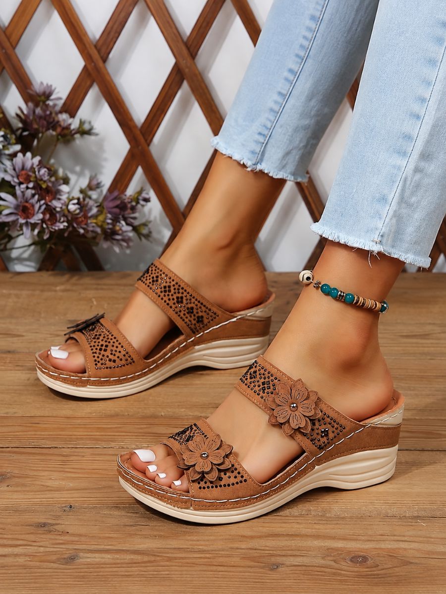 Sandalias Altas Con Flores Sandalia 27 ZAPRINI Marrón 34 