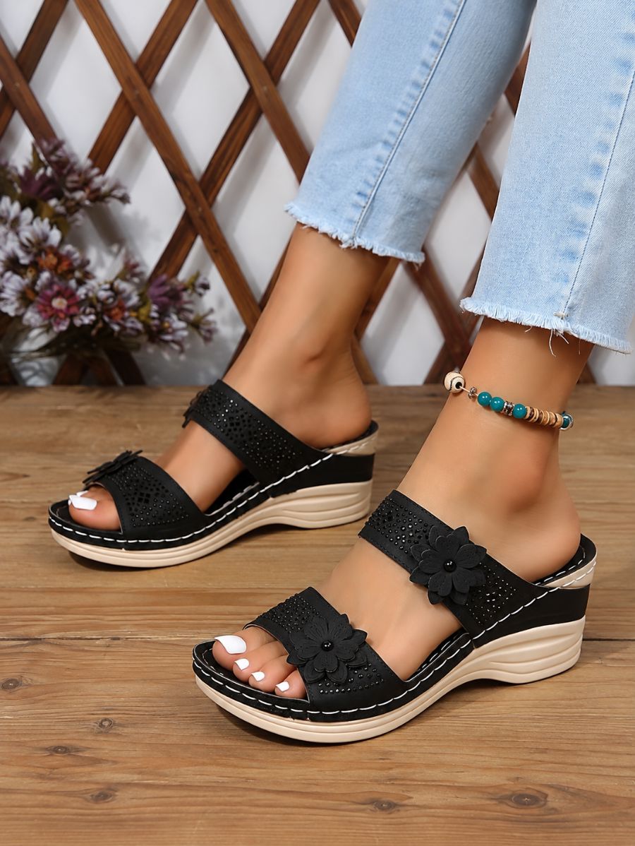 Sandalias Altas Con Flores Sandalia 27 ZAPRINI Negro 34 