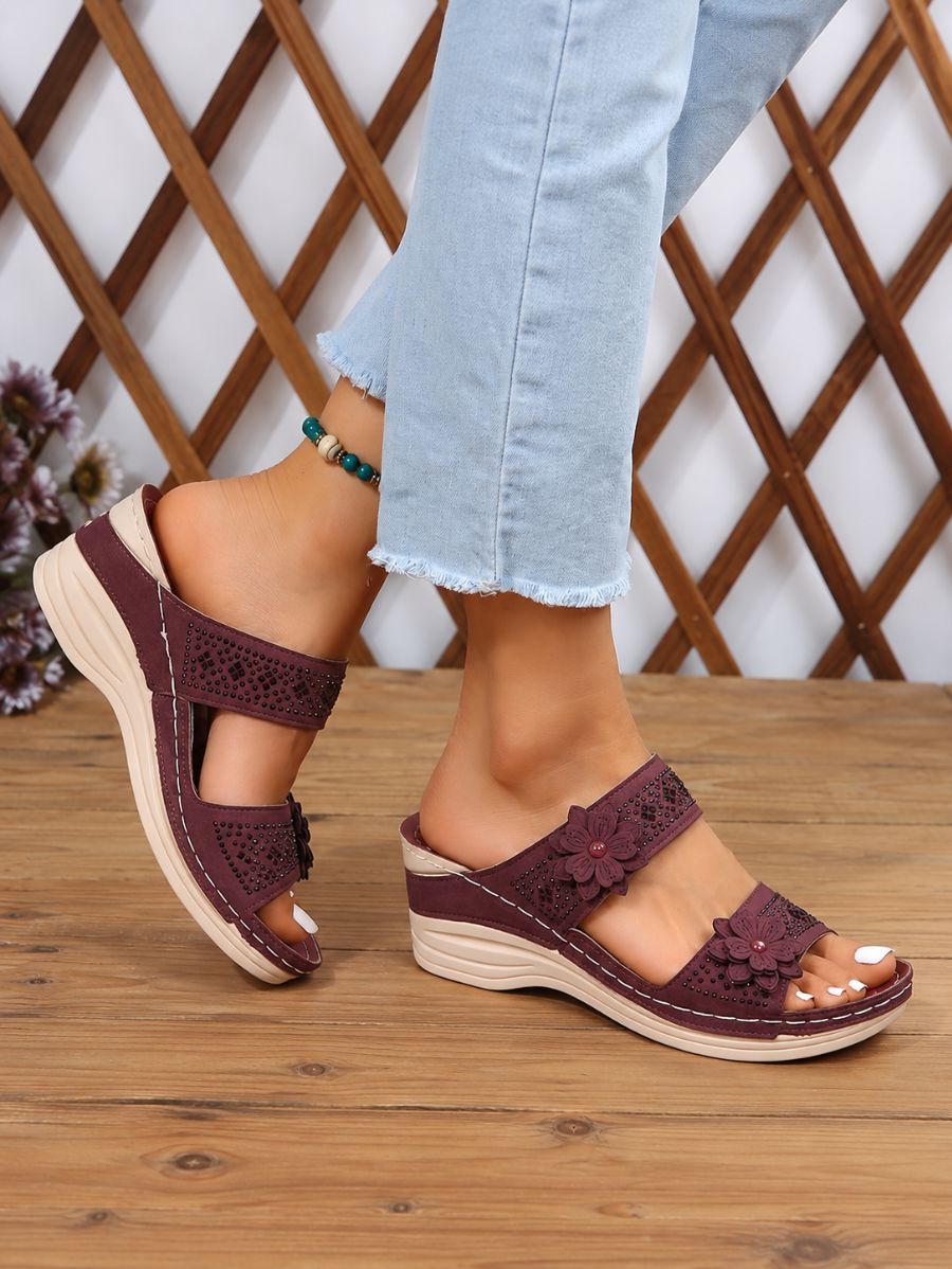 Sandalias Altas Con Flores Sandalia 27 ZAPRINI Bordo 34 