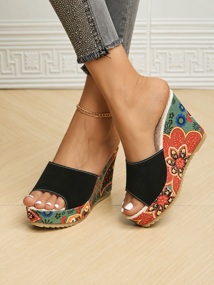 Sandalias De Plataforma Con Estampado Floral Sandalia 29 ZAPRINI Negro 34 