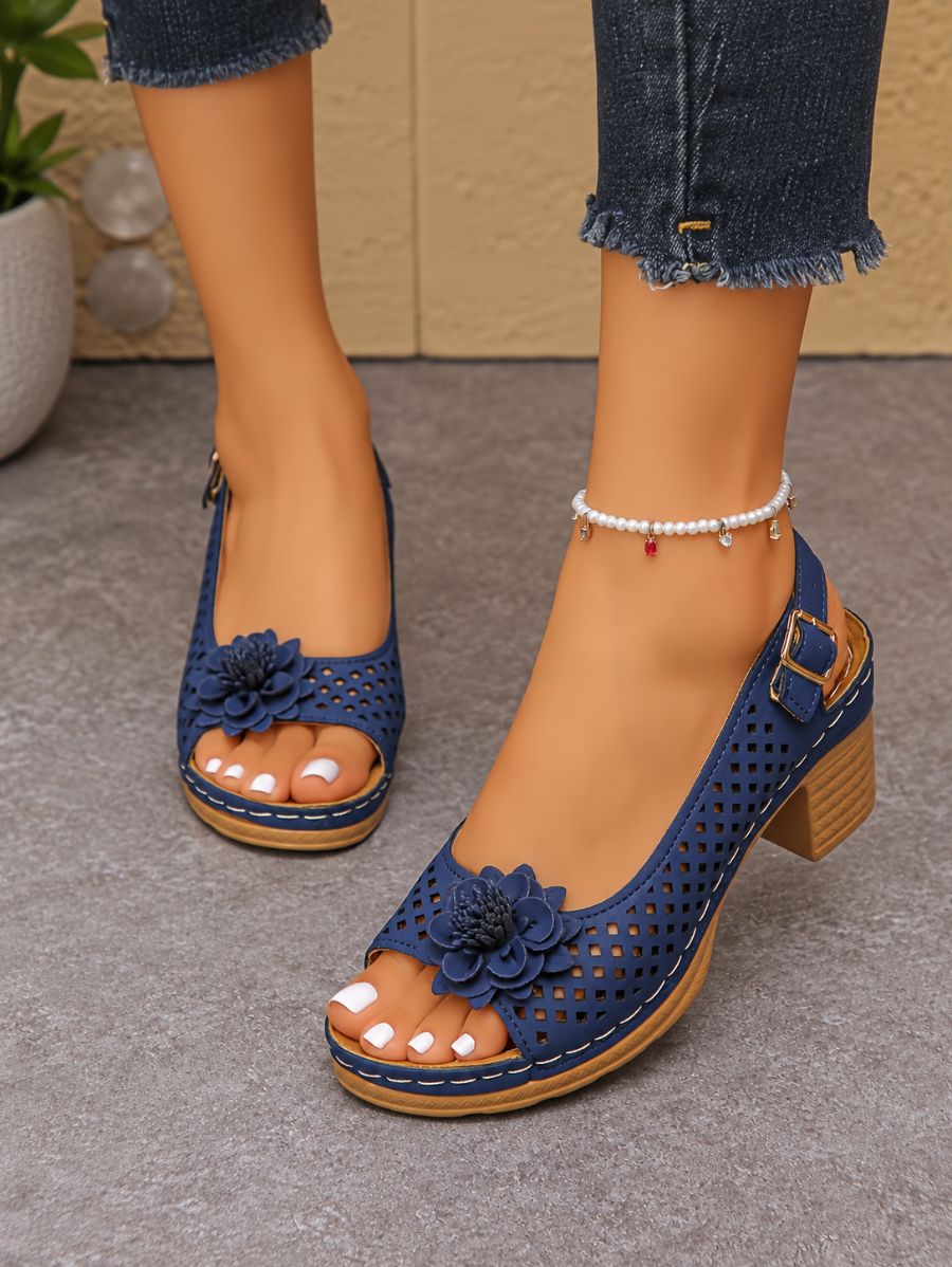 Sandalias De Tacón Con Flor Sandalia 12 ZAPRINI 