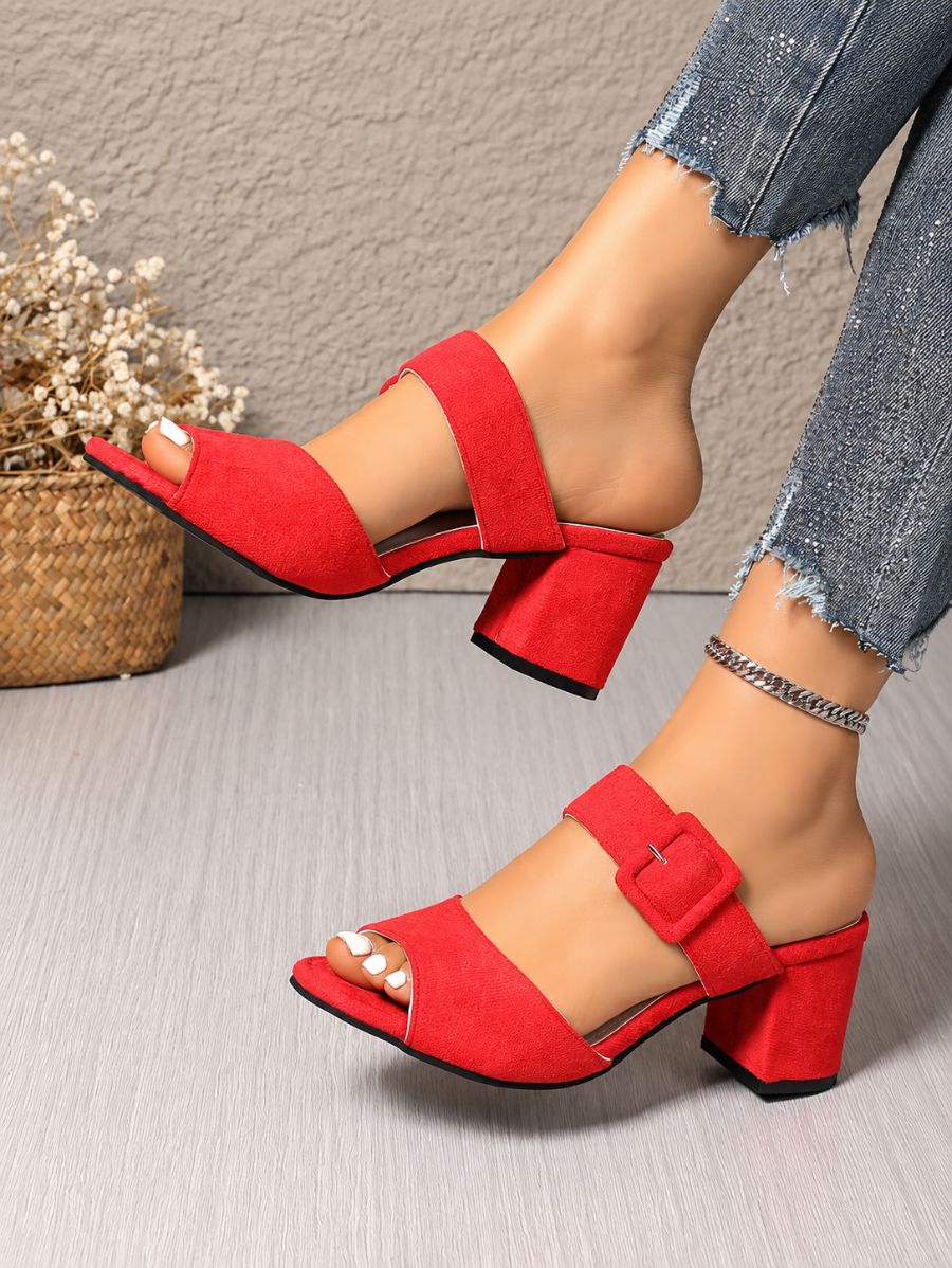 Sandalias De Tacón Lisas Con Hebilla Sandalia 30 ZAPRINI Rojo 34 