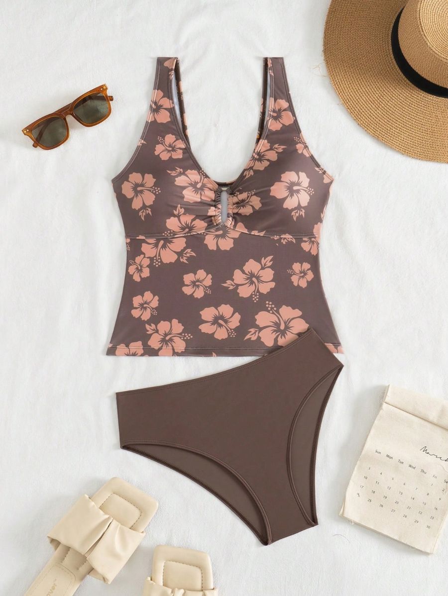 Tankini Con Estampado Floral y Detalle Metálico Tankini 10 ZAPRINI 