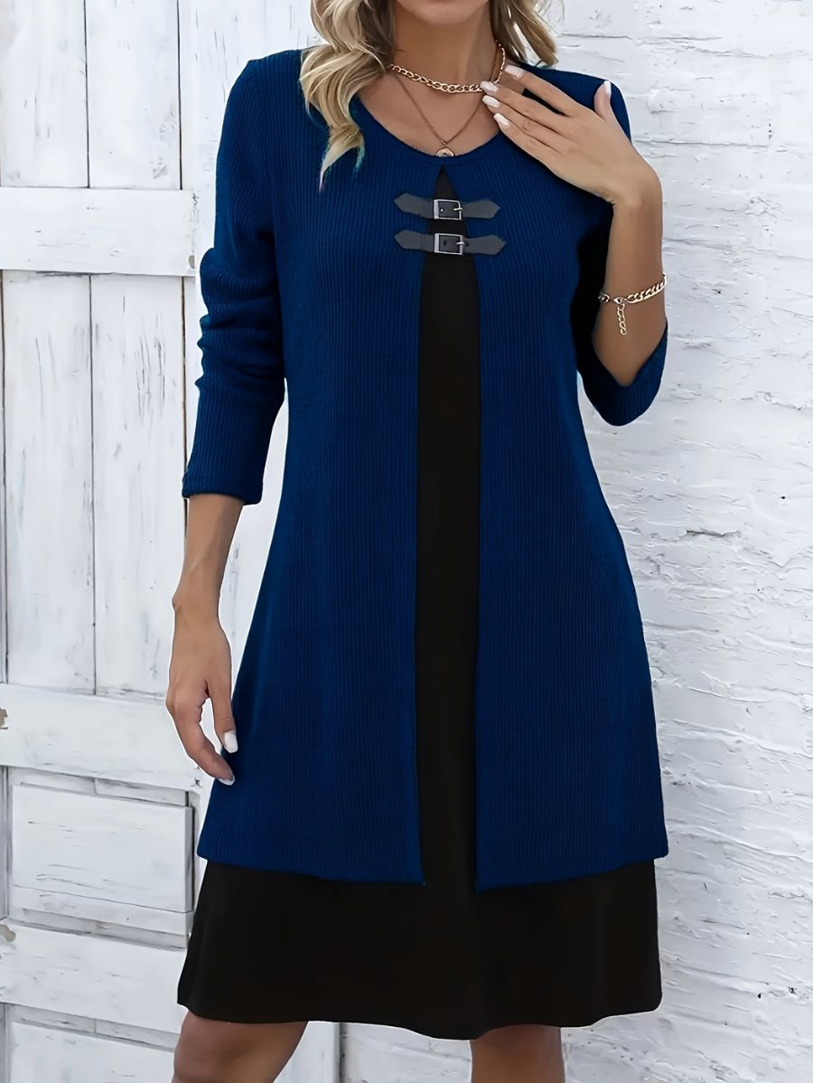 VESTIDO CON DISEÑO 2 EN 1 Vestido 20 ZAPRINI Azul S 