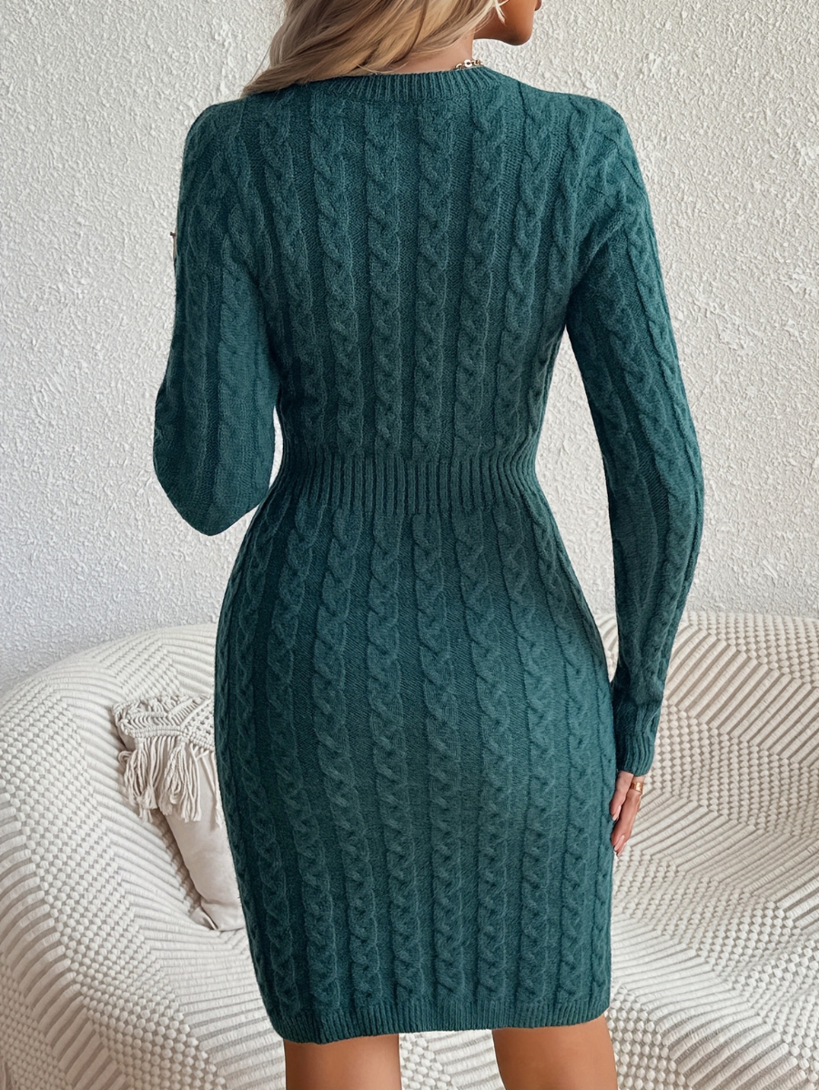 VESTIDO DE PUNTO CON AJUSTE EN CINTURA