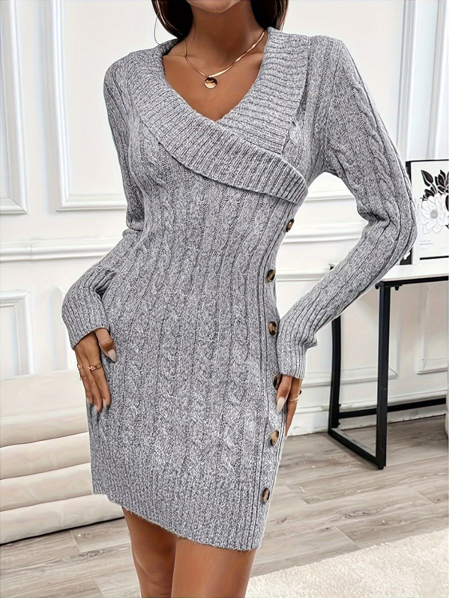 VESTIDO DE PUNTO CON BOTONES Vestido 19 ZAPRINI Gris S 
