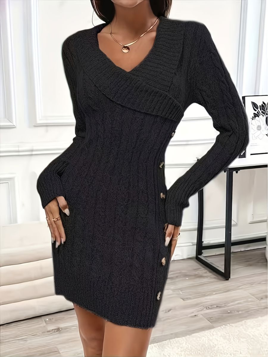 VESTIDO DE PUNTO CON BOTONES Vestido 19 ZAPRINI Negro S 
