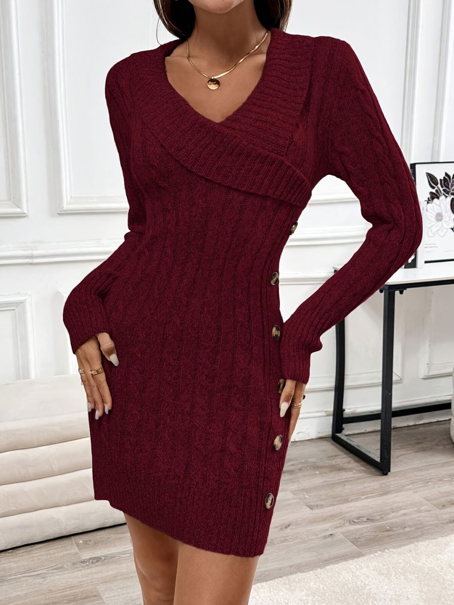 VESTIDO DE PUNTO CON BOTONES Vestido 19 ZAPRINI Bordo S 