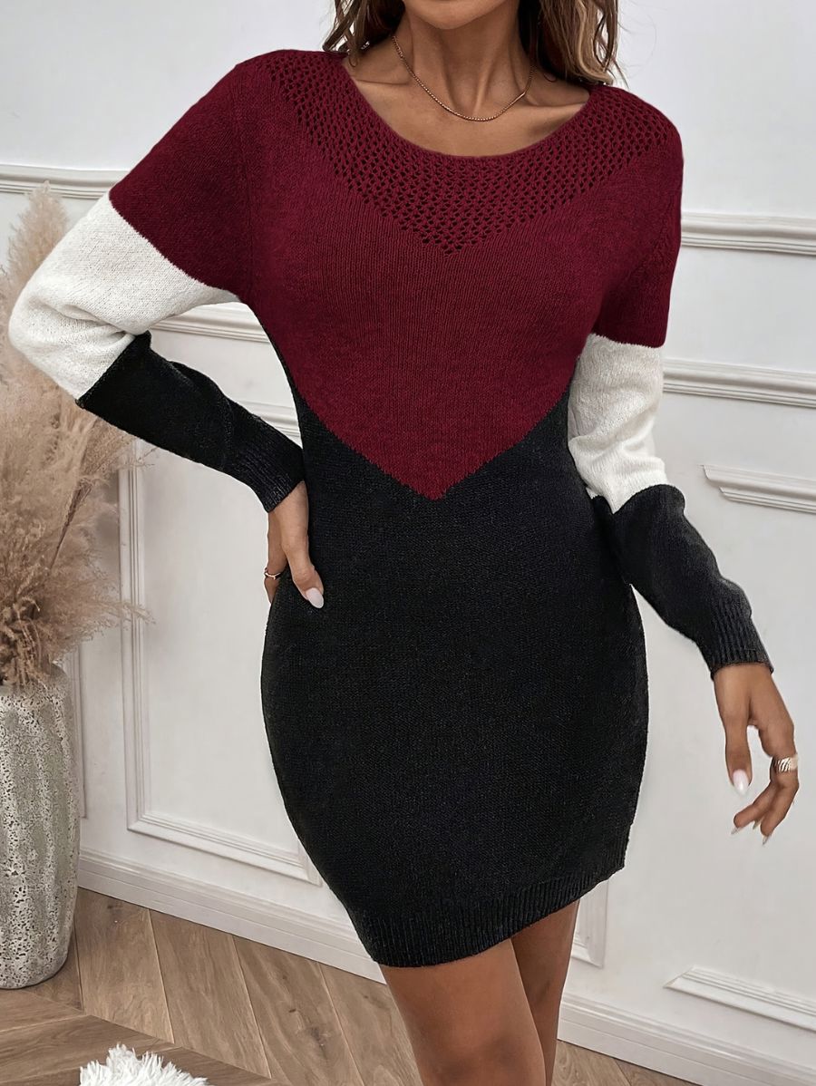 VESTIDO DE PUNTO CON BUSTO CALADO Vestido 06 ZAPRINI Bordo S 