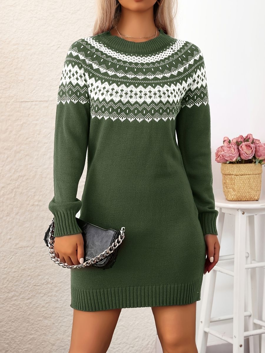 VESTIDO DE PUNTO CON BUSTO GEOMÉTRICO Vestido 09 ZAPRINI Verde S 