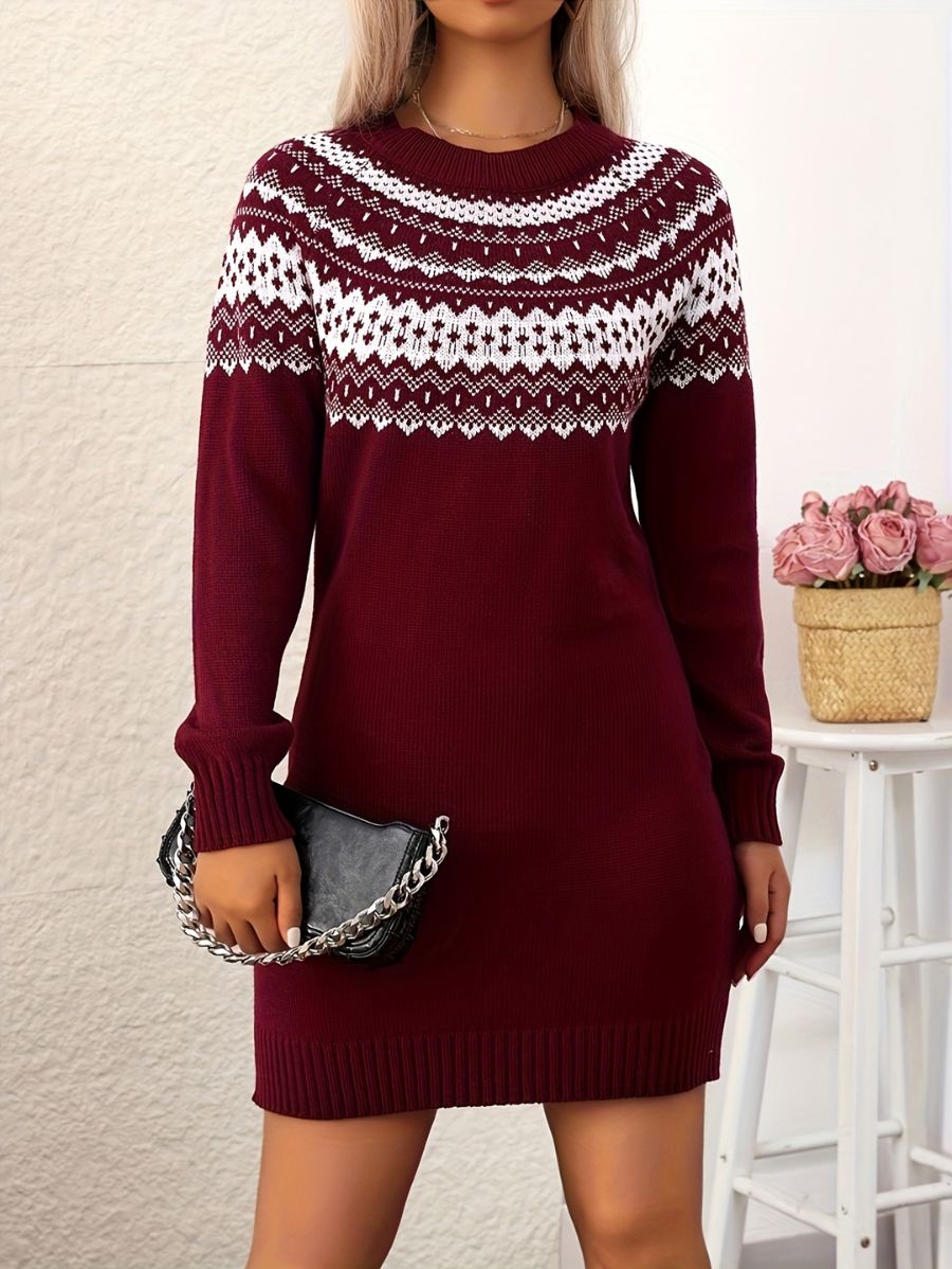 VESTIDO DE PUNTO CON BUSTO GEOMÉTRICO Vestido 09 ZAPRINI Bordo S 