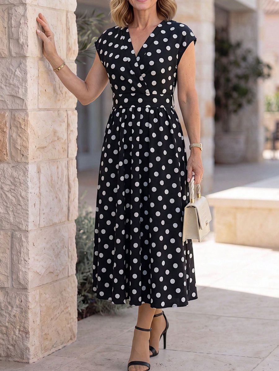 Vestido Con Lunares y Escote En V Vestido 14 ZAPRINI S 