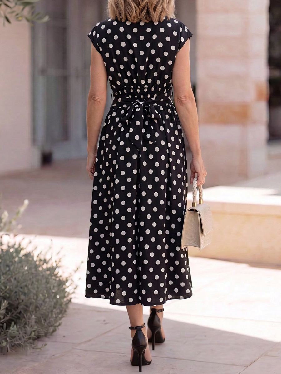 Vestido Con Lunares y Escote En V Vestido 14 ZAPRINI 