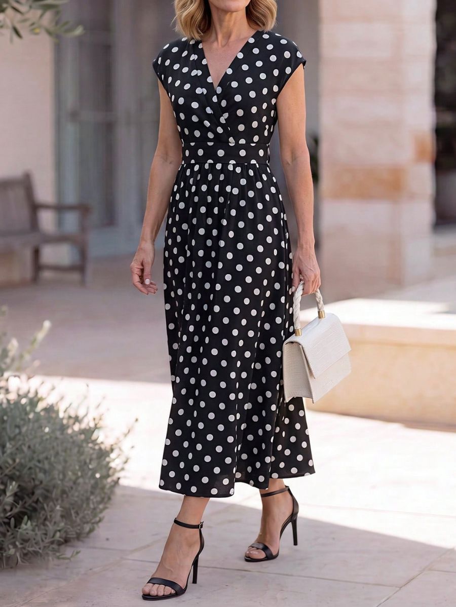 Vestido Con Lunares y Escote En V Vestido 14 ZAPRINI 