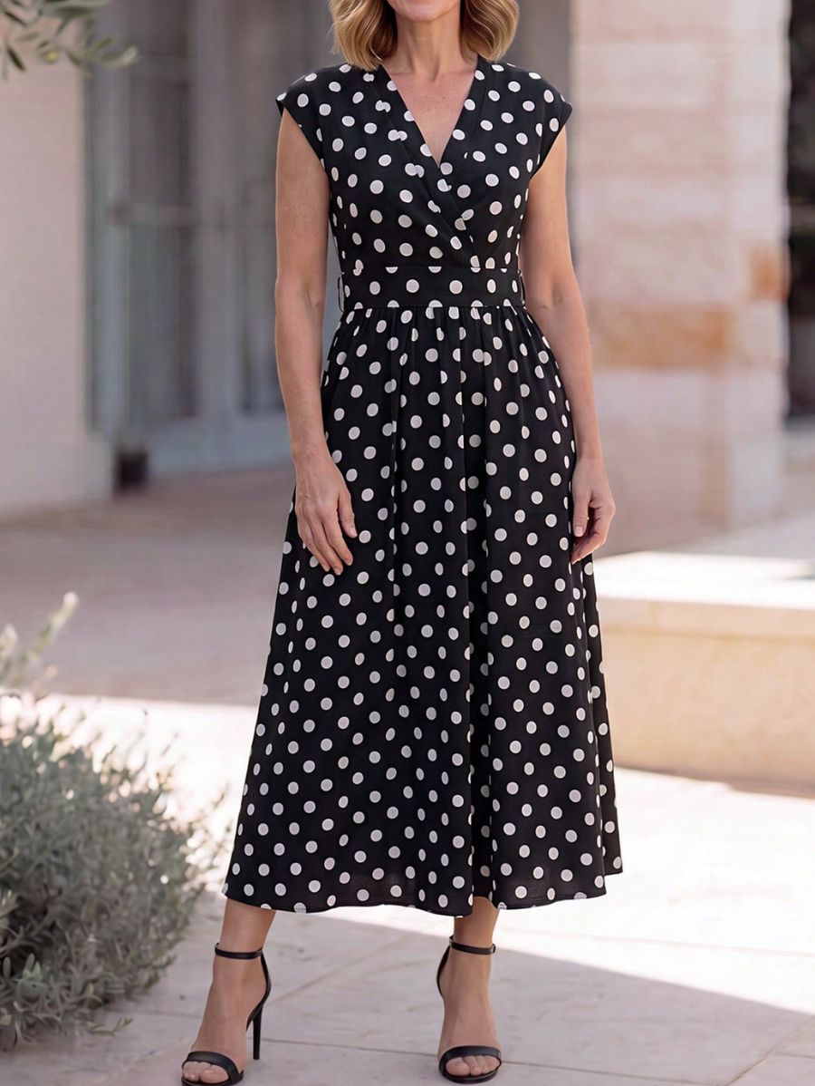 Vestido Con Lunares y Escote En V Vestido 14 ZAPRINI 