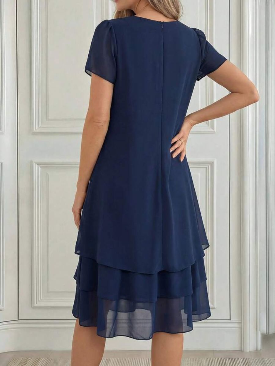 Vestido Manga Corta En Capas Vestido 17 ZAPRINI 
