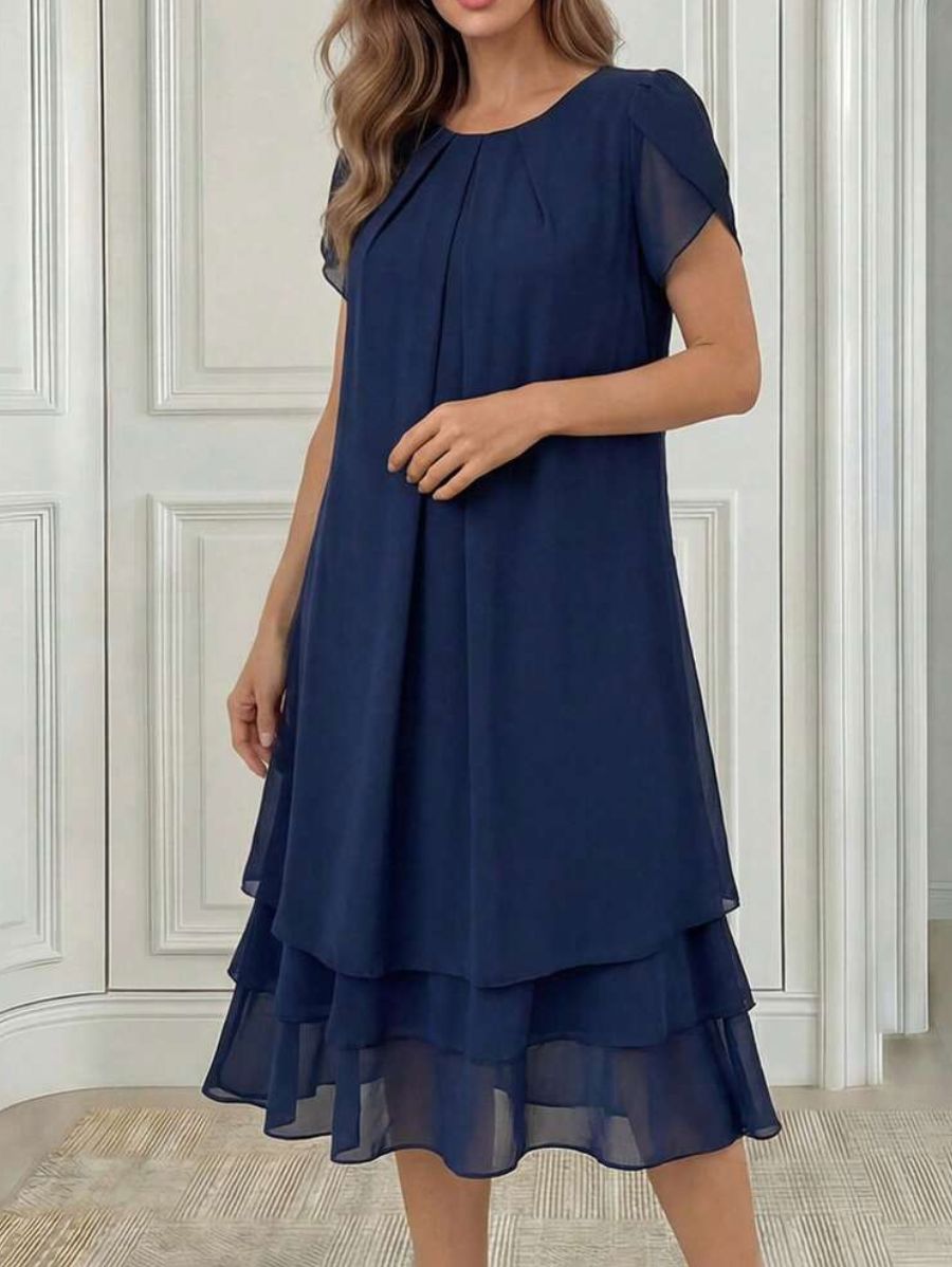 Vestido Manga Corta En Capas Vestido 17 ZAPRINI 