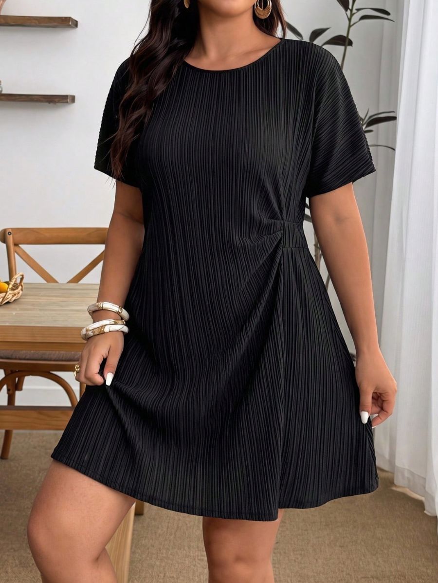 Vestido Manga Corta Texturizado Plus Size Vestido Plus Size 15 ZAPRINI 