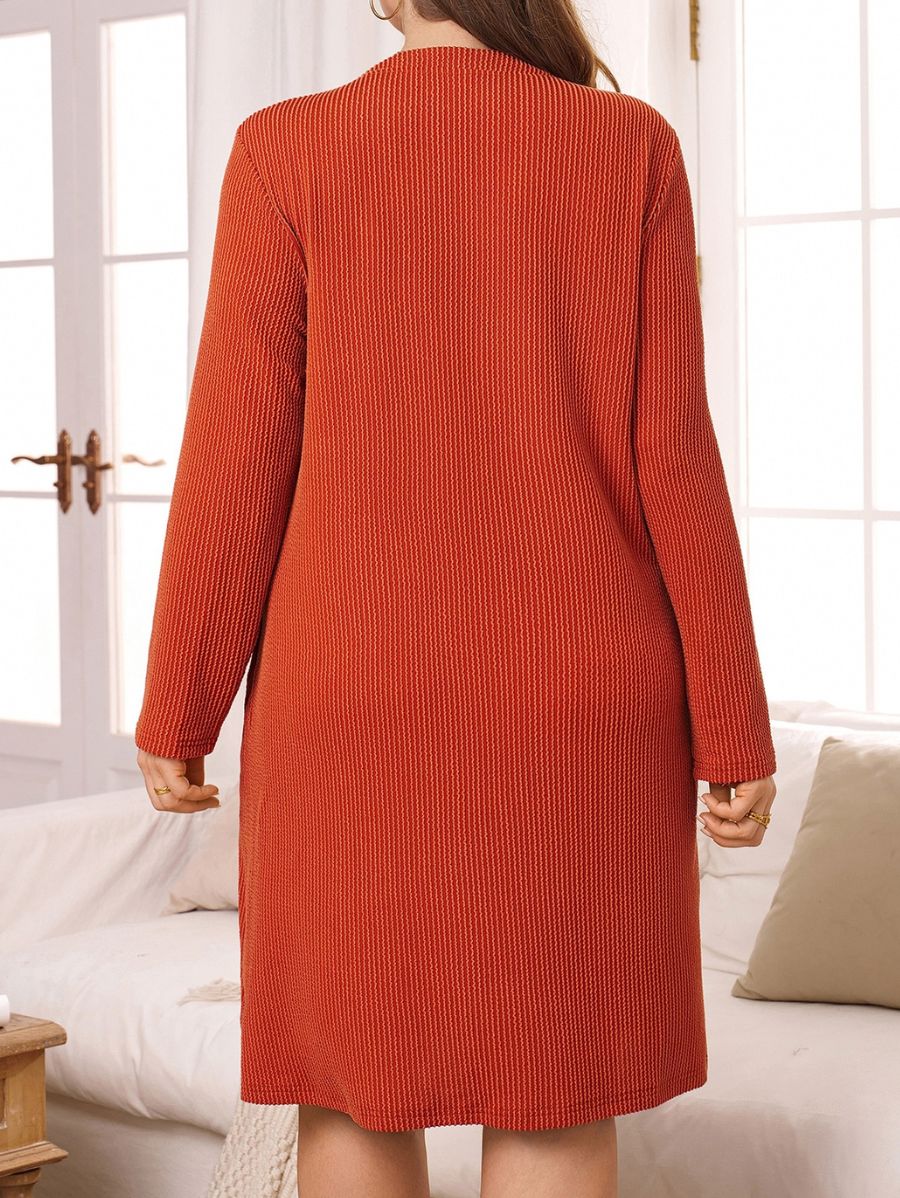 Vestido Manga Larga Con Bolsillos Plus Size Vestido Plus Size 17 ZAPRINI 