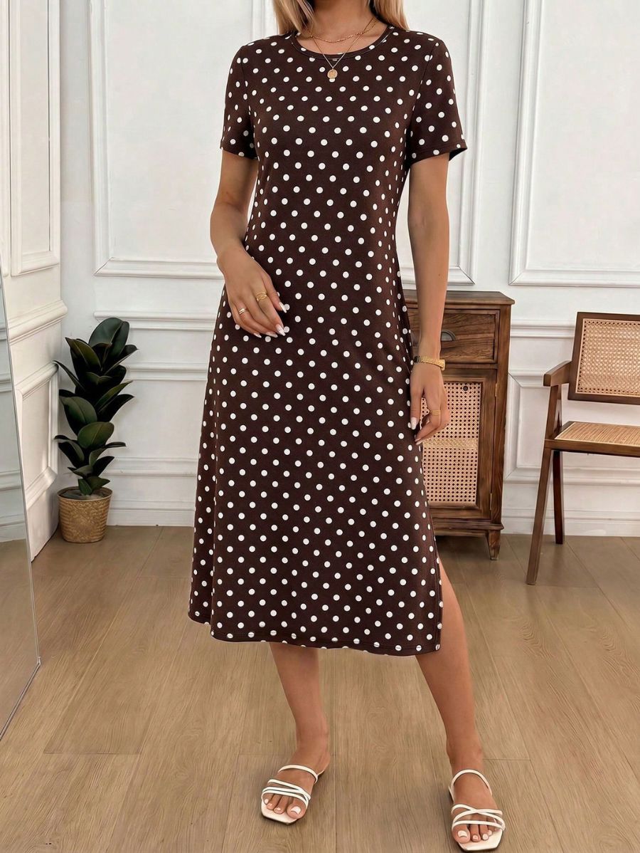 Vestido Midi De Manga Corta Con Lunares Vestido 20 ZAPRINI XS 