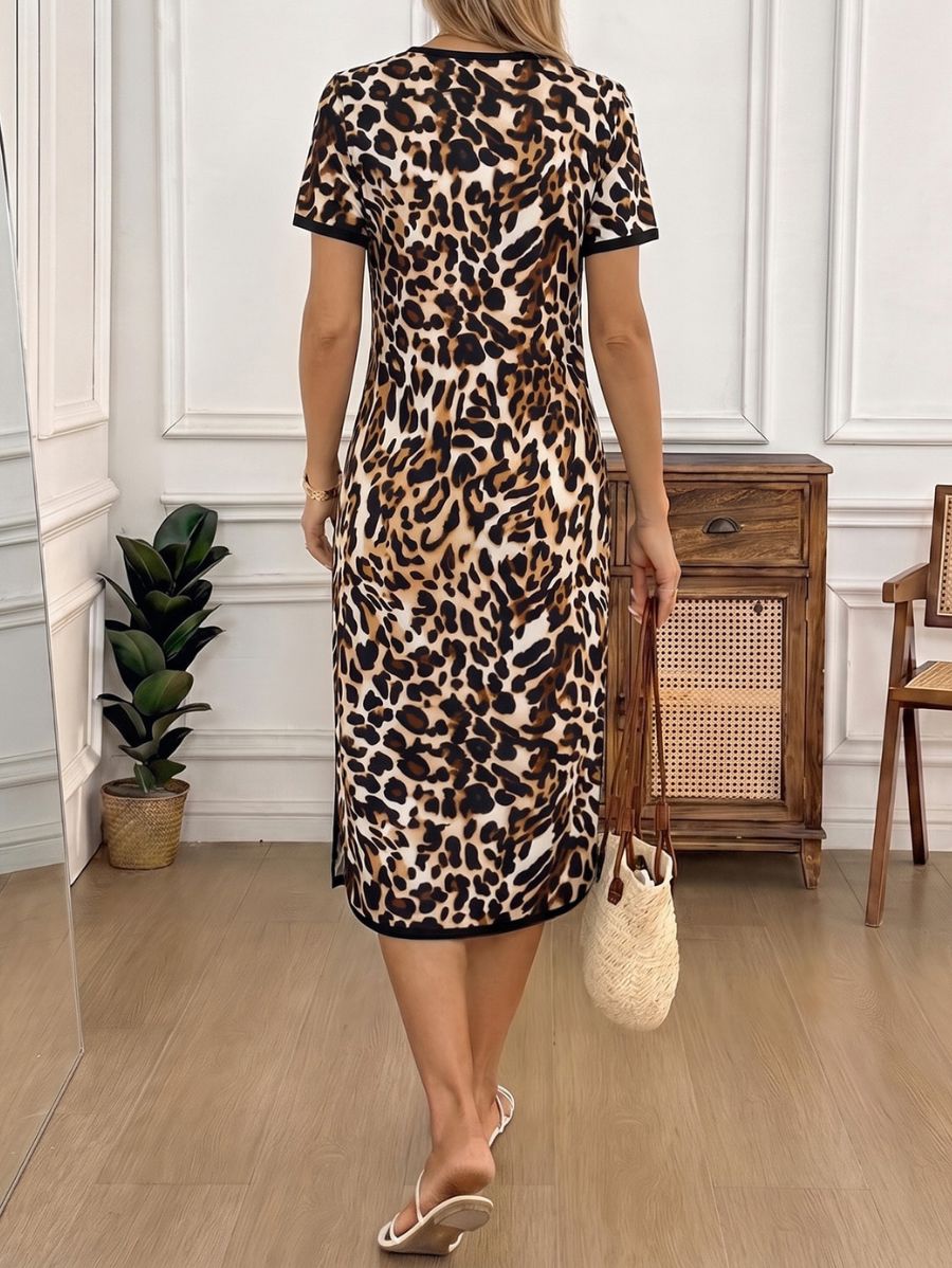 Vestido Midi De Manga Corta Leopardo Vestido 21 ZAPRINI XS 