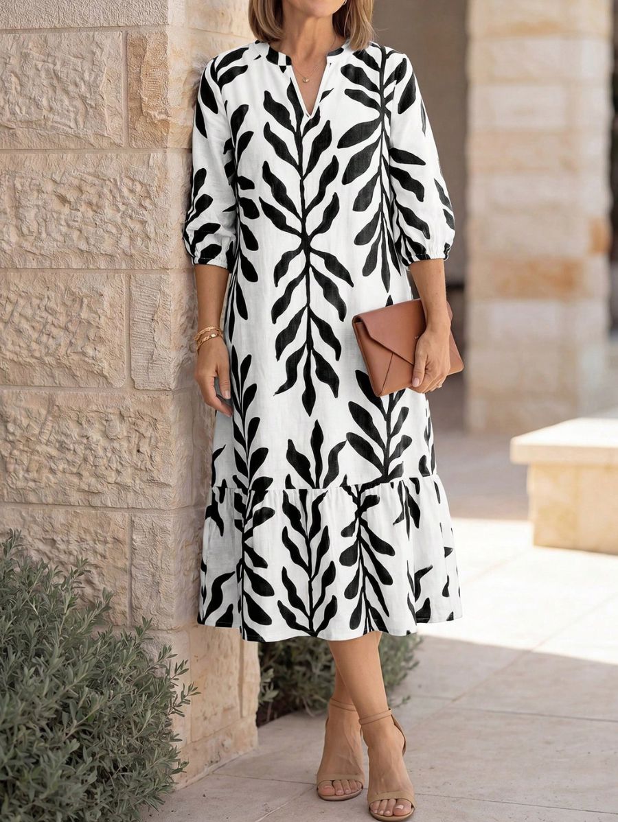 Vestido Midi Estampado Vestido 05 ZAPRINI Blanco S 