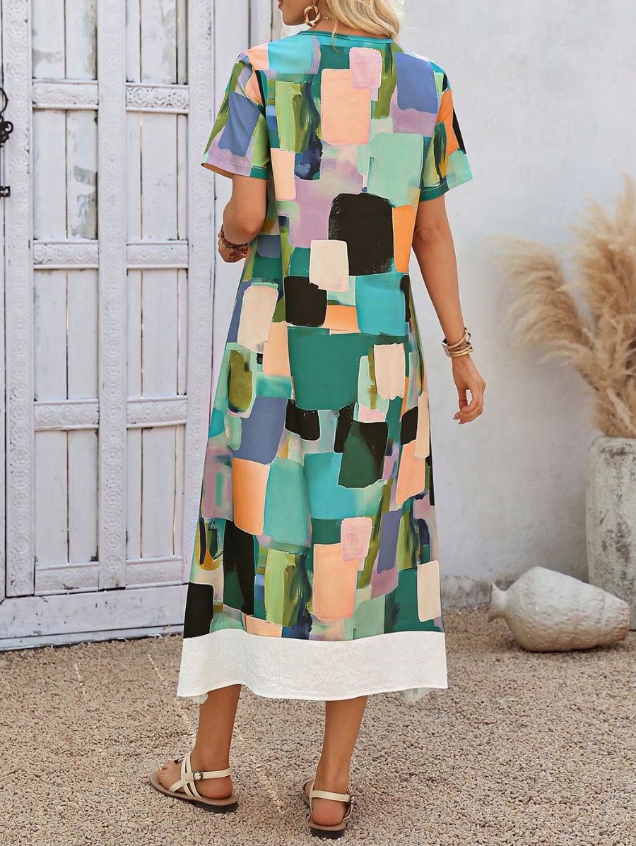 Vestido Midi Holgado Con Estampado Geométrico Vestido 10 ZAPRINI 