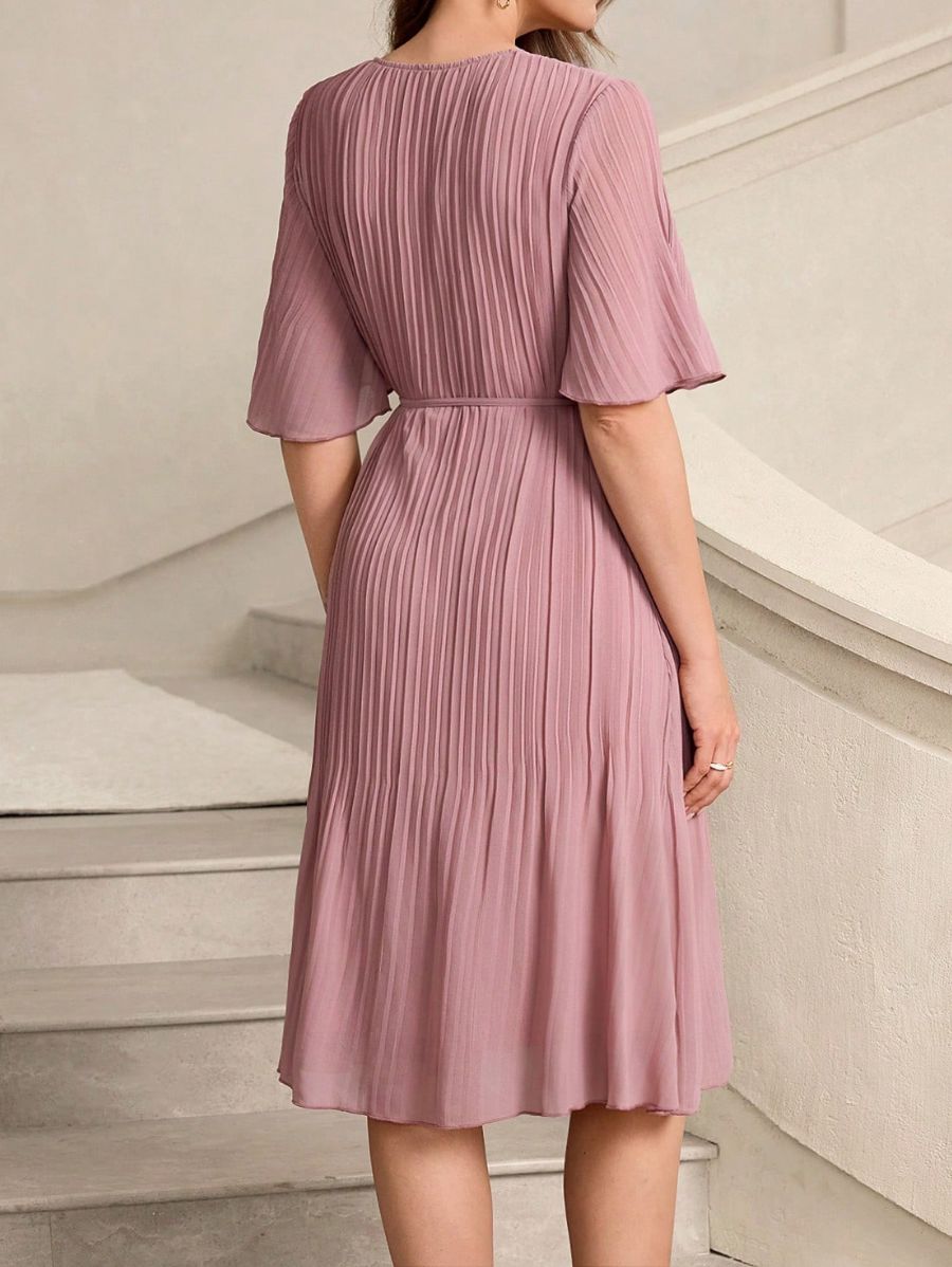 Vestido Plisado Con Detalle De Botones Vestido 19 ZAPRINI Rosa S 