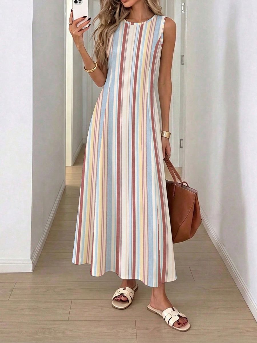 Vestido Sin Mangas A Rayas Coloridas Vestido 09 ZAPRINI XS 