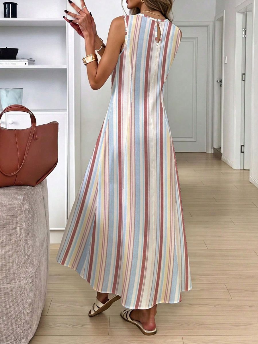 Vestido Sin Mangas A Rayas Coloridas Vestido 09 ZAPRINI 