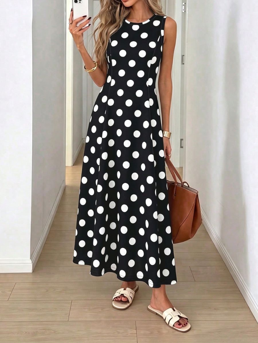 Vestido Sin Mangas Con Lunares Vestido 22 ZAPRINI XS 