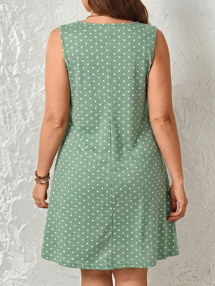 Vestido Sin Mangas Con Lunares Plus Size Vestido Plus Size 06 ZAPRINI 