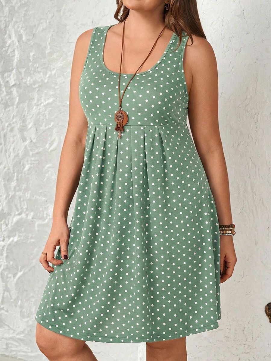 Vestido Sin Mangas Con Lunares Plus Size Vestido Plus Size 06 ZAPRINI 