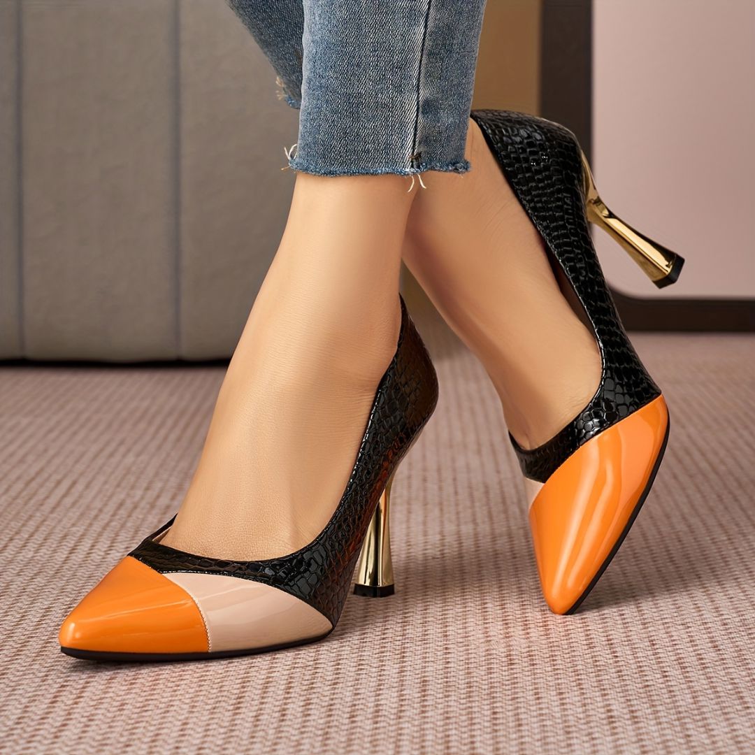 ZAPATOS DE TACÓN CON BLOQUES DE COLOR Zapato 17 ZAPRINI Negro 34 