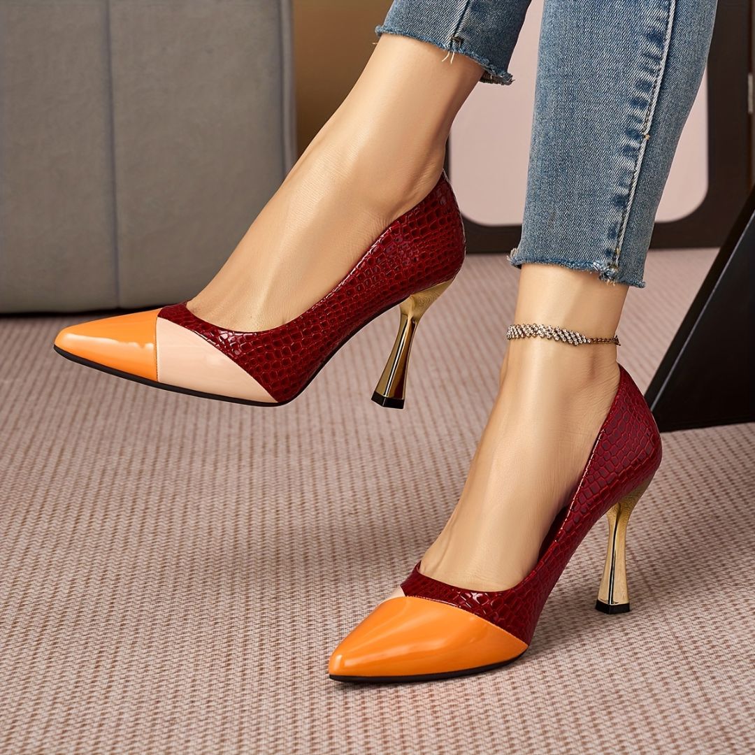 ZAPATOS DE TACÓN CON BLOQUES DE COLOR Zapato 17 ZAPRINI Rojo 34 