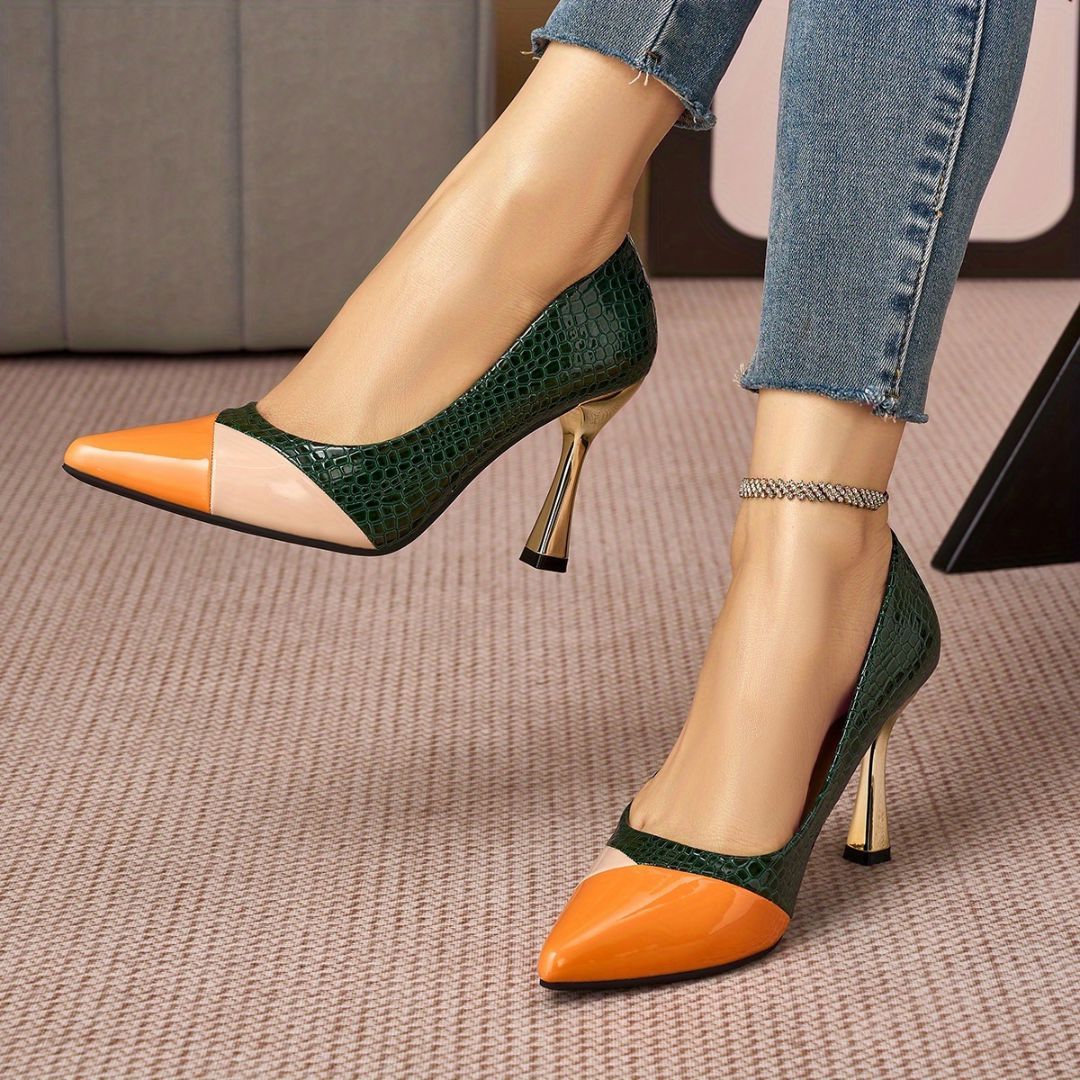 ZAPATOS DE TACÓN CON BLOQUES DE COLOR Zapato 17 ZAPRINI Verde 34 