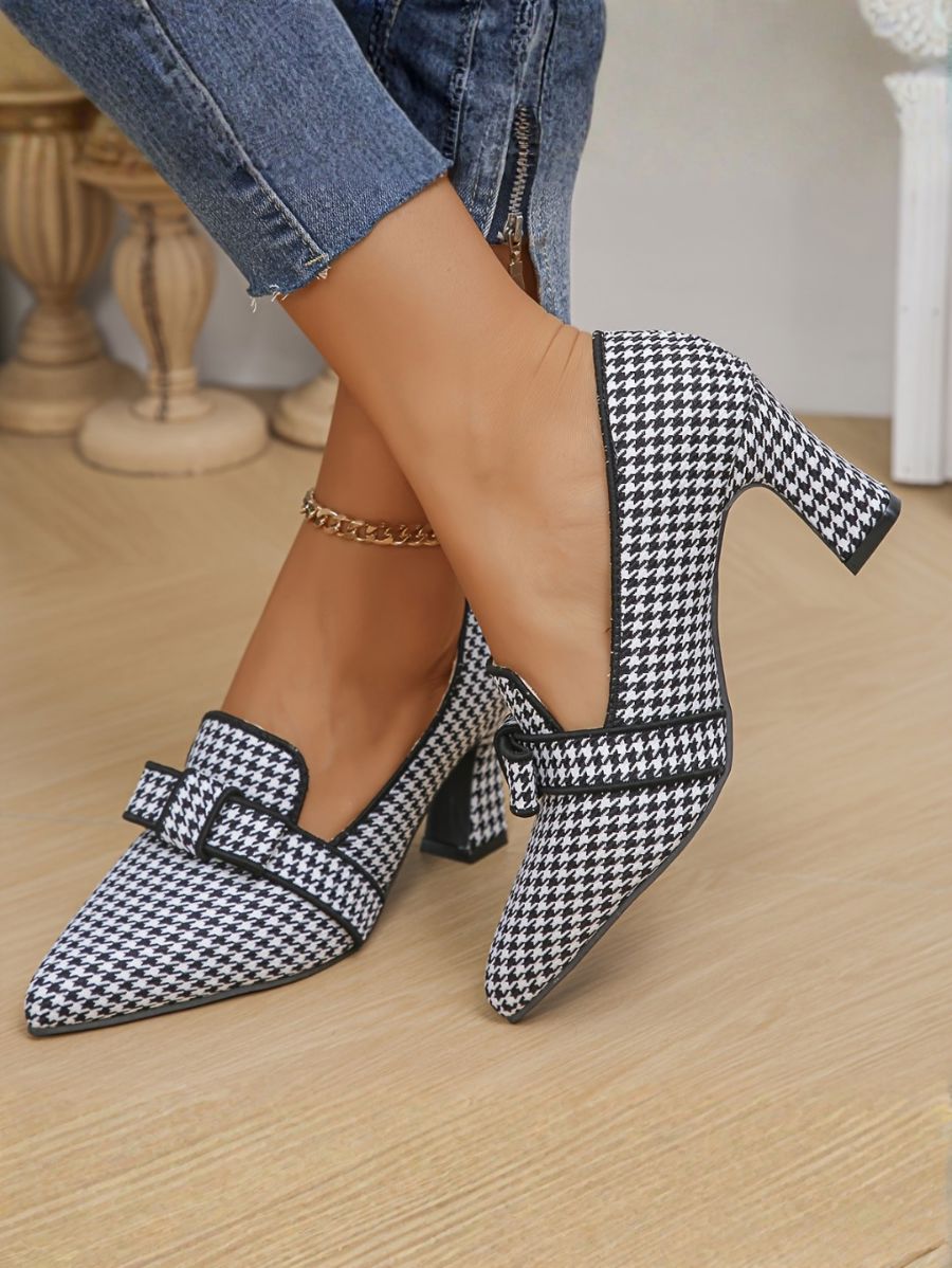 ZAPATOS DE TACÓN CON ESTAMPADO PIED DE POULE Zapato 3 ZAPRINI Negro 34 