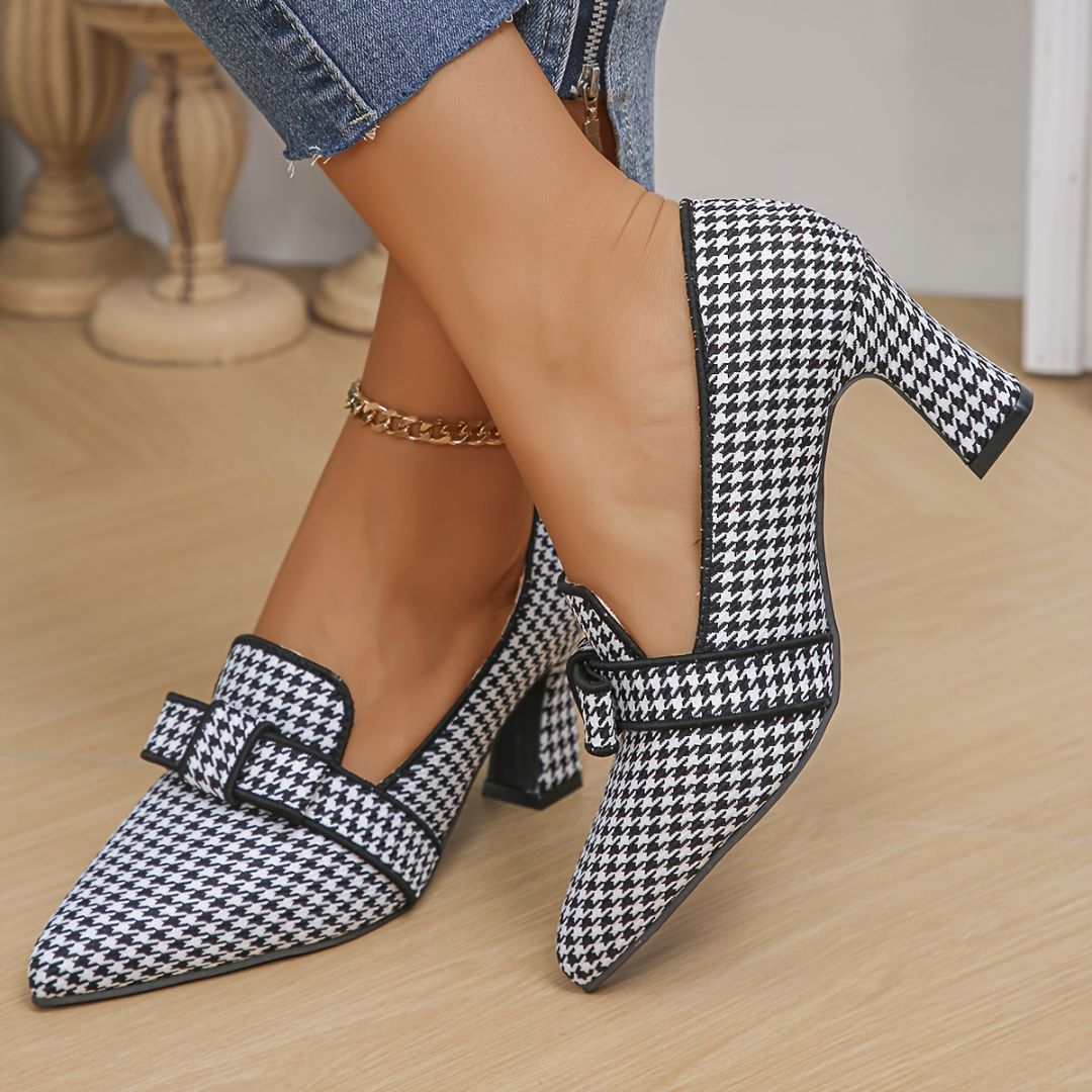 ZAPATOS DE TACÓN CON ESTAMPADO PIED DE POULE Zapato 3 ZAPRINI Negro 34 