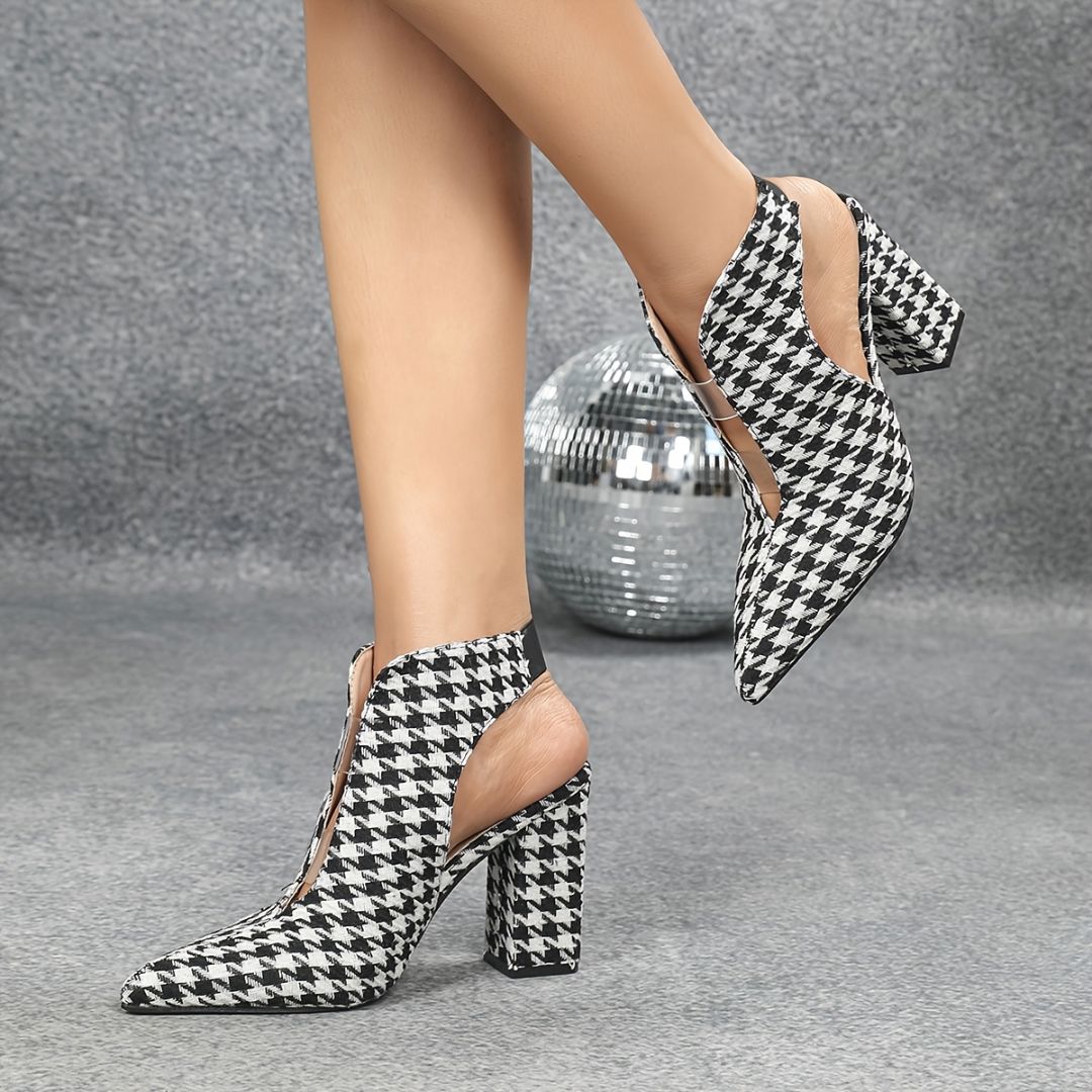 ZAPATOS DE TACÓN CON ESTAMPADO PIED DE POULE Y ELÁSTICO Zapato 23 ZAPRINI 34 