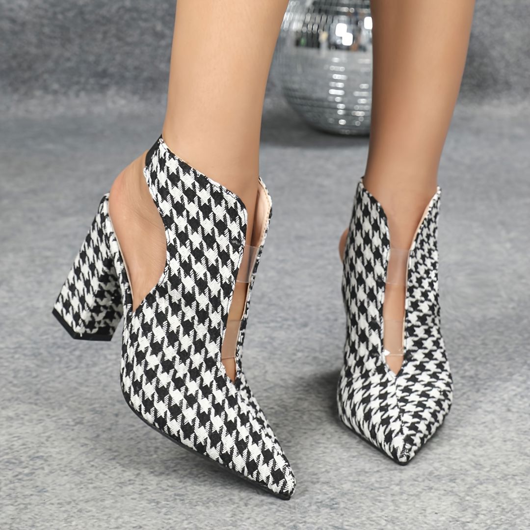 ZAPATOS DE TACÓN CON ESTAMPADO PIED DE POULE Y ELÁSTICO Zapato 23 ZAPRINI 
